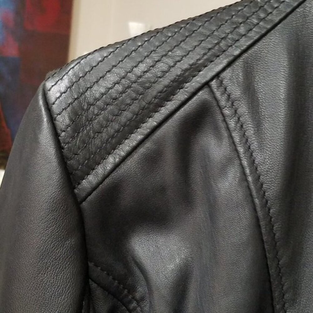 Bernardo Black Leather Biker Jacket Women's M -BRAND NEW with TAGS - Picture 10 of 16